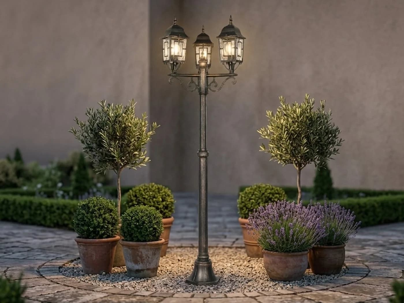 TRIO Leuchten LED Gartenleuchte antik 200cm 3-flammig E27