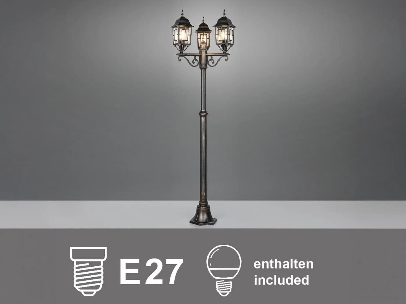 TRIO Leuchten LED Gartenleuchte antik 200cm 3-flammig E27 - Bild 5