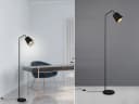 Reality Leuchten LED Stehlampe Schwarz-Gold Dimmbar Stoffschirm Bild 1