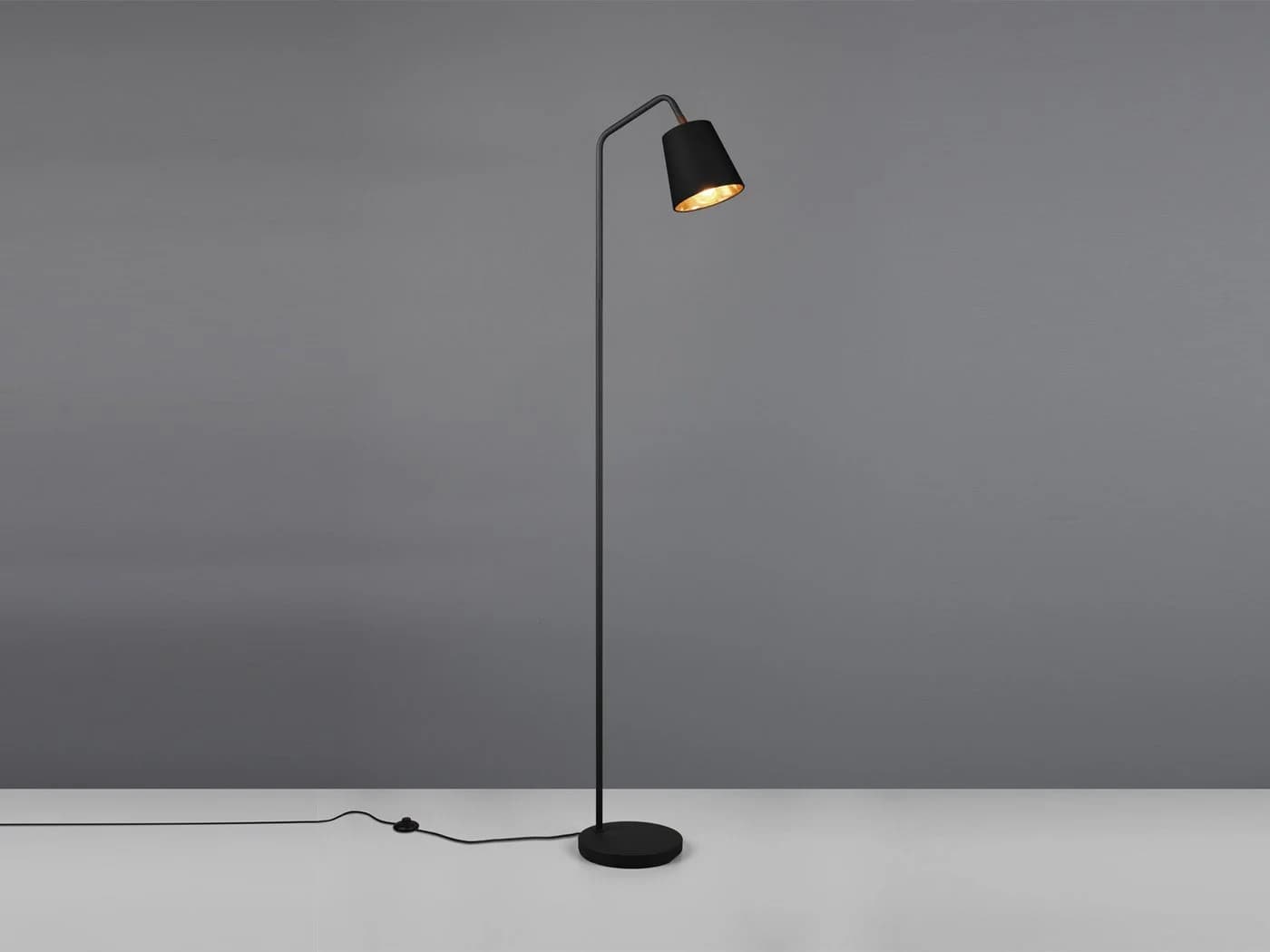 Reality Leuchten LED Stehlampe Schwarz-Gold Dimmbar Stoffschirm - Bild 3