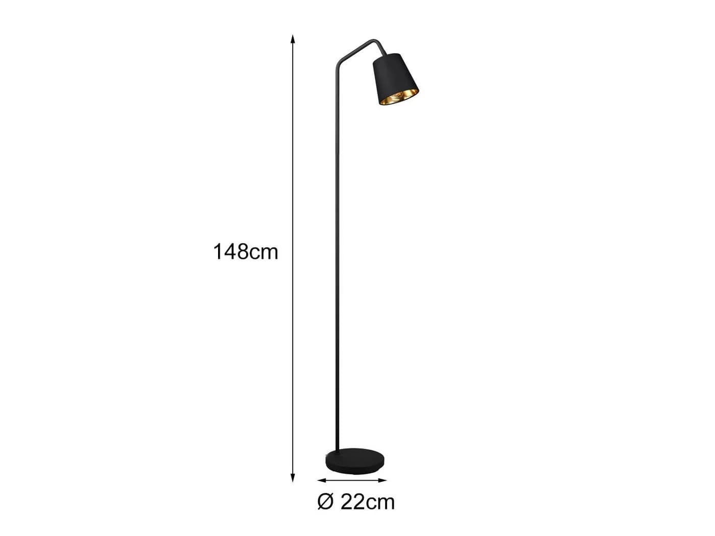 Reality Leuchten LED Stehlampe Schwarz-Gold Dimmbar Stoffschirm - Bild 4