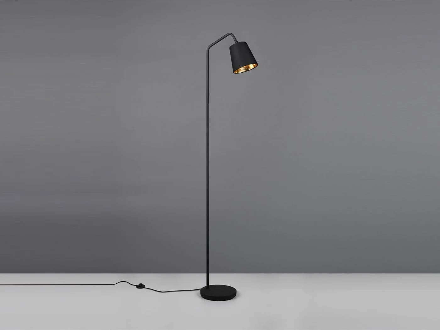 Reality Leuchten LED Stehlampe Schwarz-Gold Dimmbar Stoffschirm - Bild 5