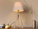 meineWunschleuchte Nachttischlampe Skandi-Style Holz-Dreibein Stoffschirm Bild 2