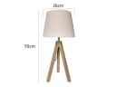 meineWunschleuchte Nachttischlampe Skandi-Style Holz-Dreibein Stoffschirm Bild 3