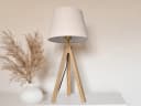 meineWunschleuchte Nachttischlampe Skandi-Style Holz-Dreibein Stoffschirm Bild 4