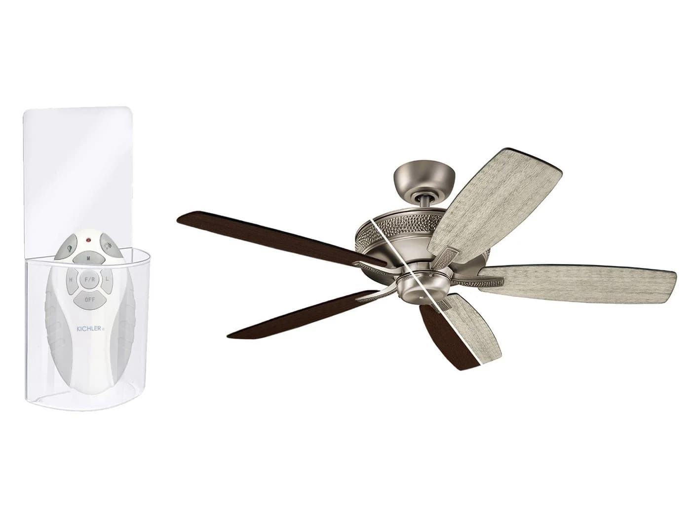 Kichler Deckenventilator 132cm Zinn antik Echtholzflügel Fernbedienung - Bild 2