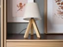 meineWunschleuchte Nachttischlampe Holz Dreibein Creme Bild 1