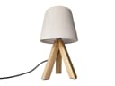 meineWunschleuchte Nachttischlampe Holz Dreibein Creme Bild 2