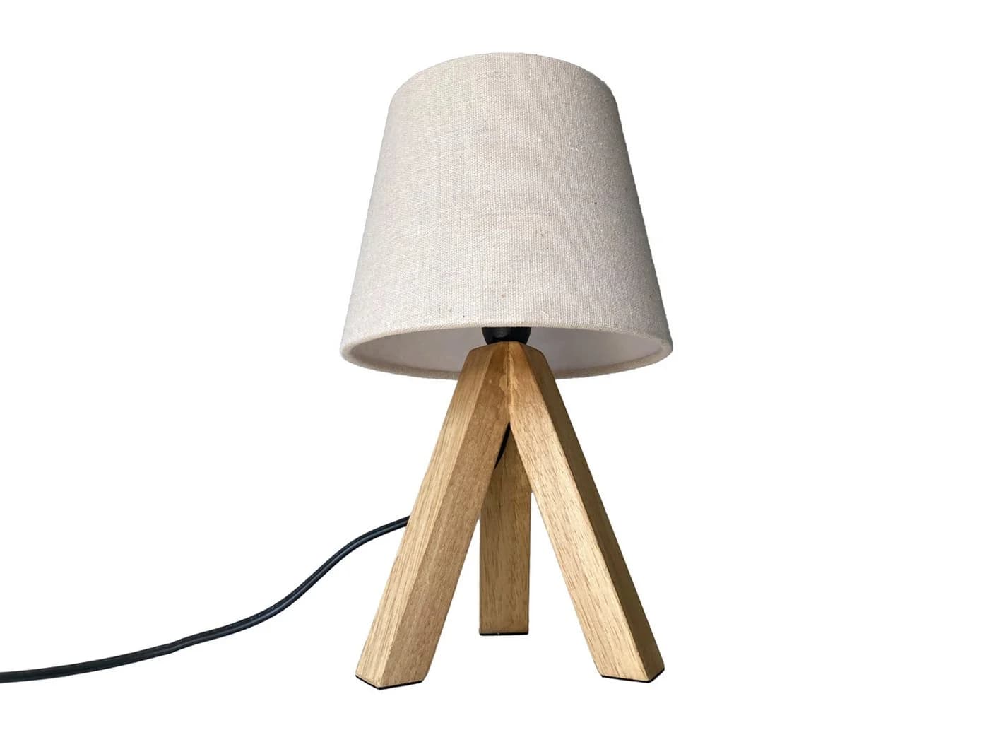 meineWunschleuchte Nachttischlampe Holz Dreibein Creme - Bild 2