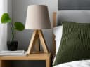 meineWunschleuchte Nachttischlampe Holz Dreibein Creme Bild 5