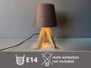 meineWunschleuchte Nachttischlampe Skandi Holz Dreibein Samt Braun Bild 5