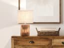 FISCHER & HONSEL LED Nachttischlampe Beige Beton Holzoptik Dimmbar Bild 1