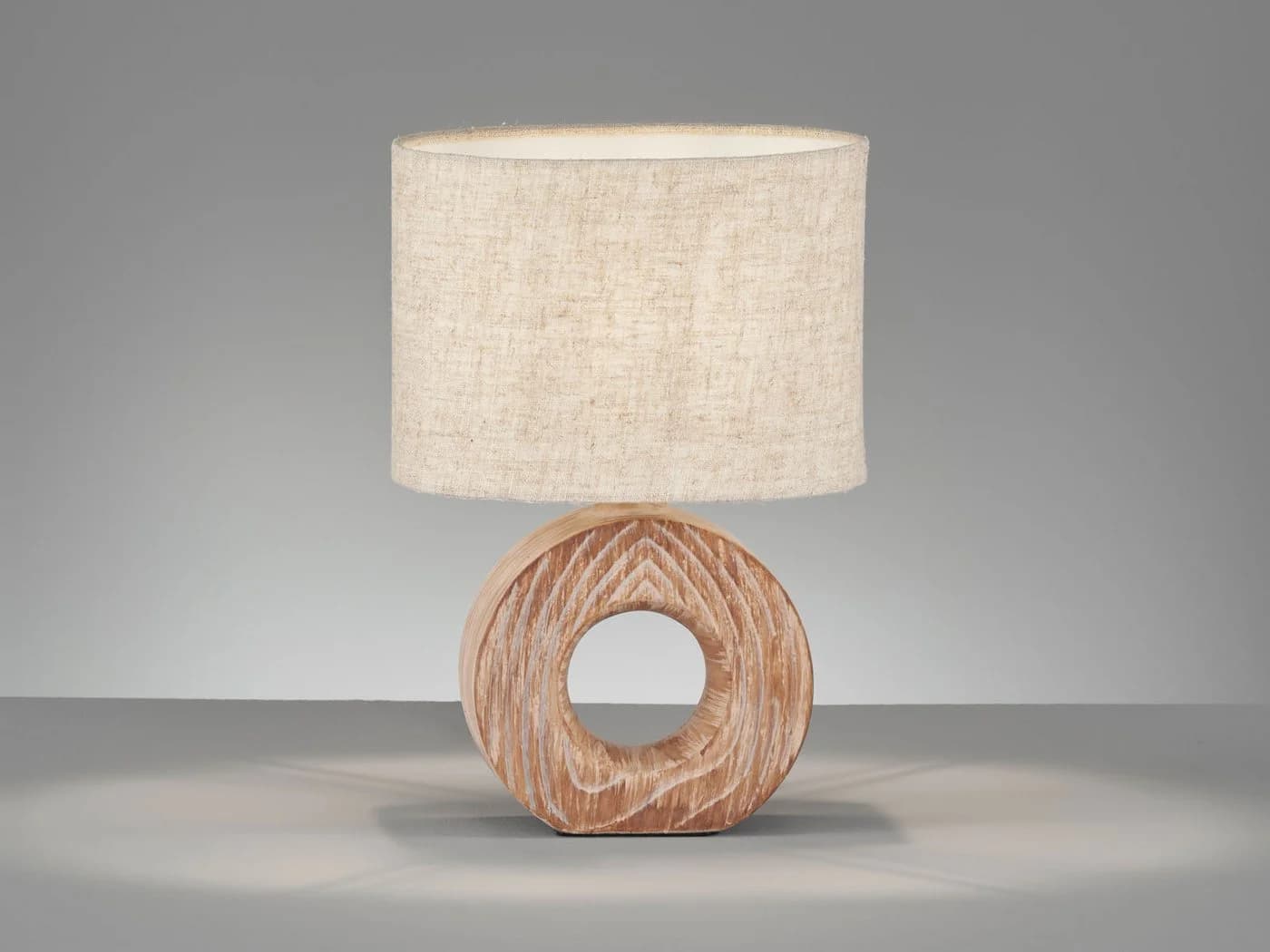 FISCHER & HONSEL LED Nachttischlampe Skandi Keramik Leinen Beige Dimmbar - Bild 3