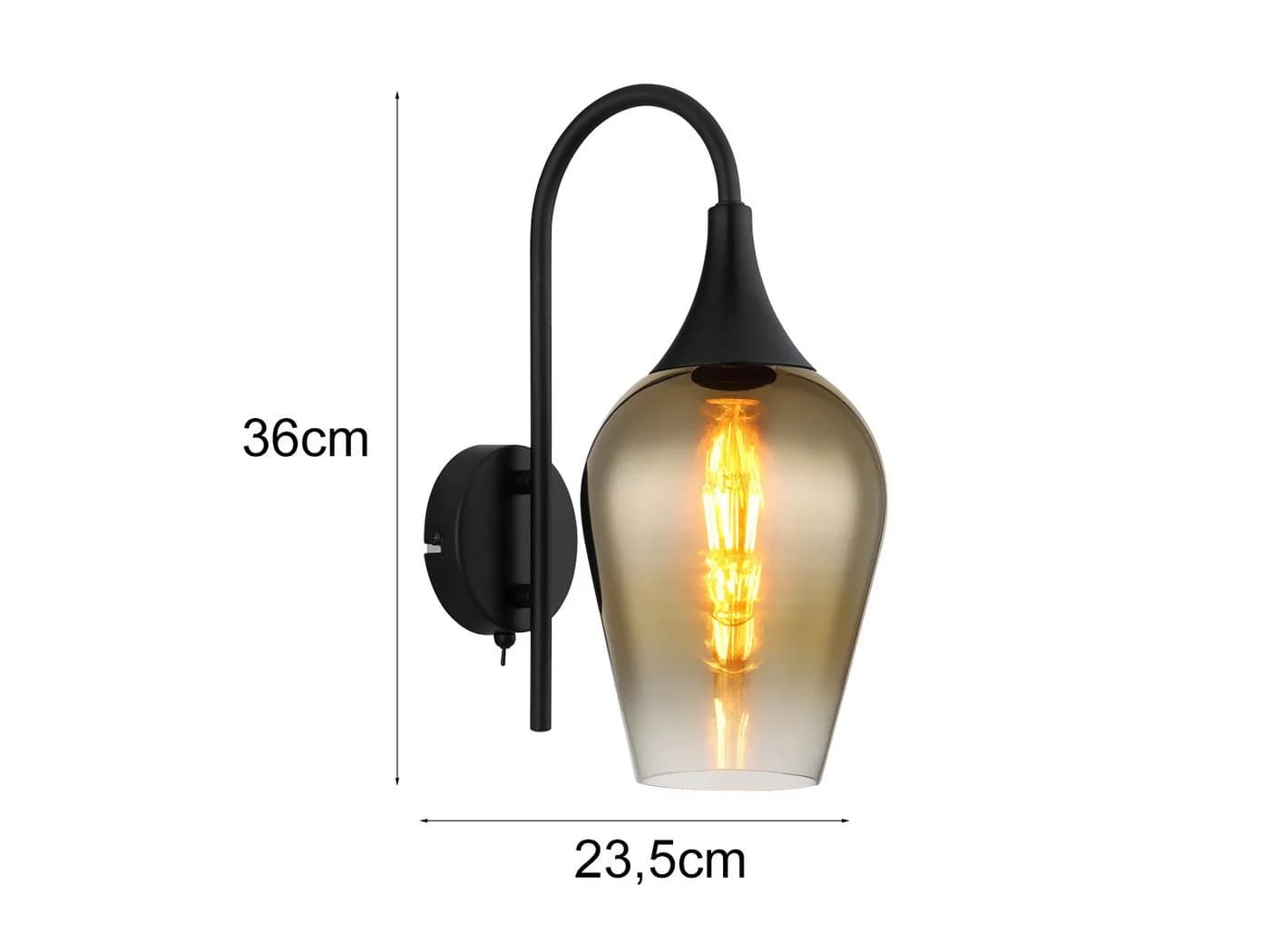 GLOBO LIGHTING LED Wandleuchte: Goldenes Glas & Schwarzes Metall - Bild 4