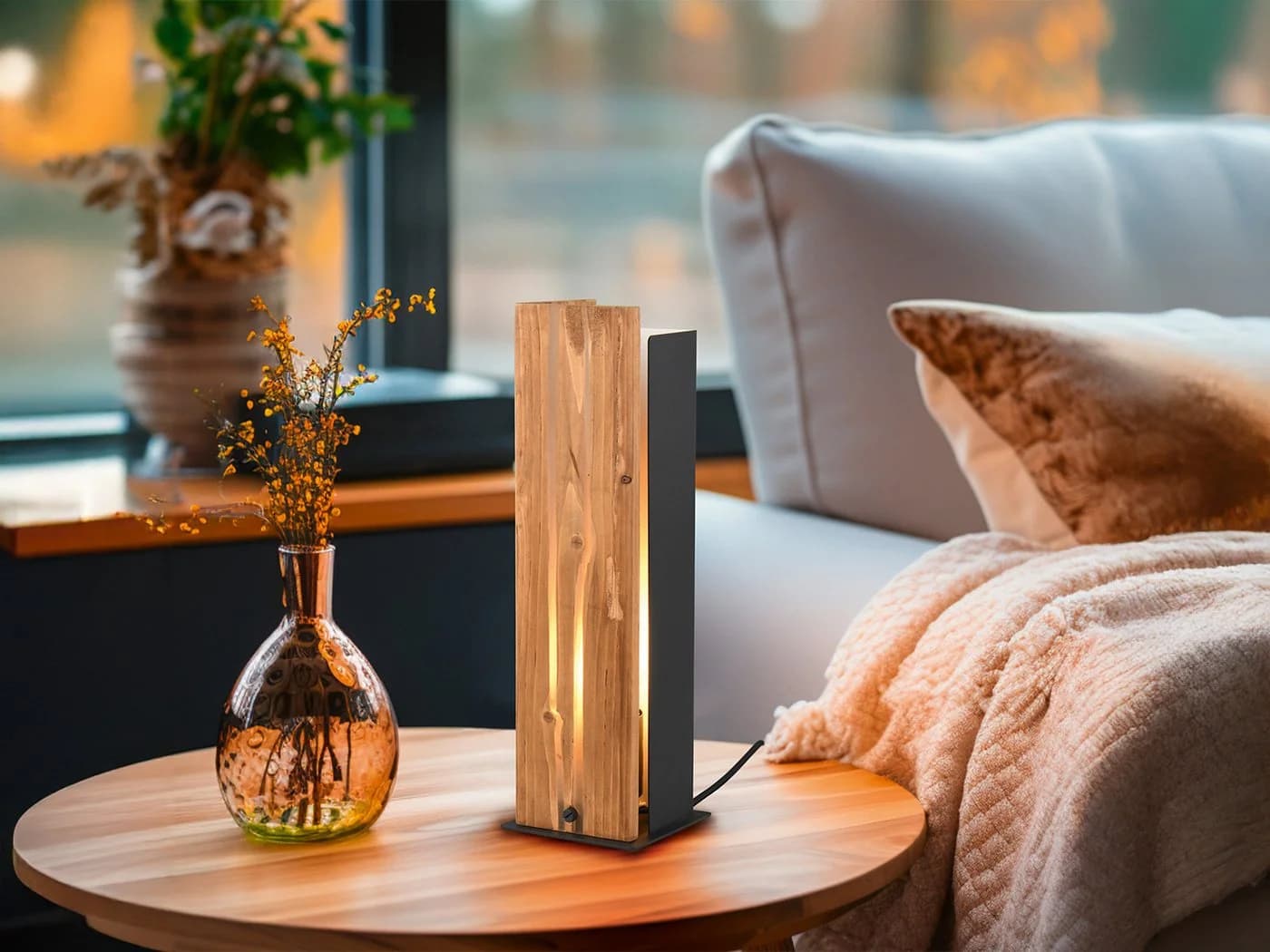 TRIO Leuchten LED Tischleuchte Rustikal Dimmbar Warmweiß