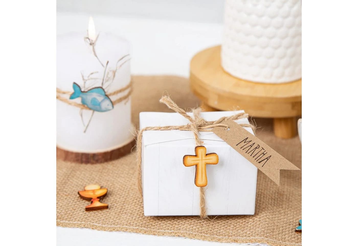 Logbuch-Verlag Streudeko Set 18 christliche Symbole Tischdeko Holz - Bild 3
