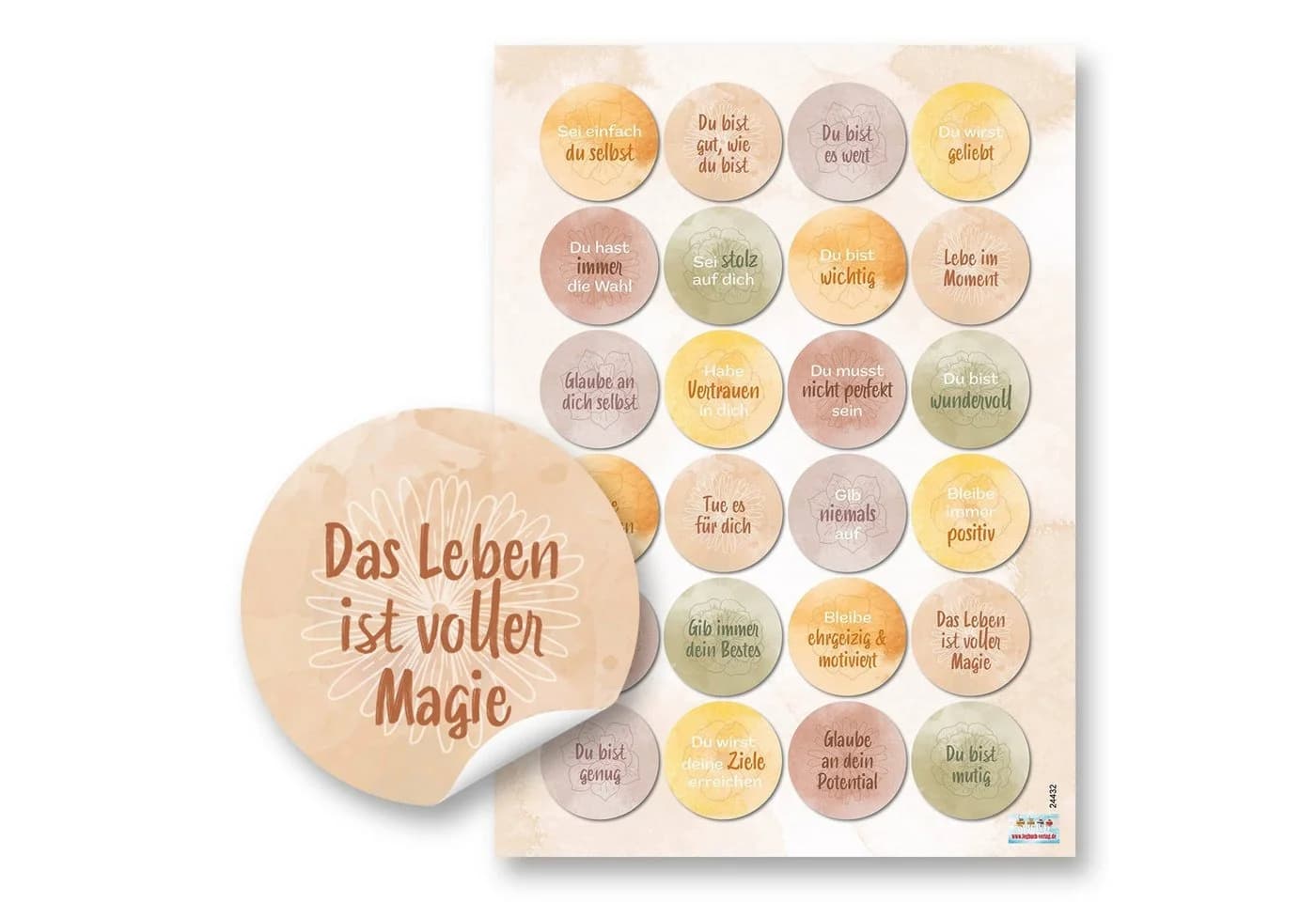 Logbuch-Verlag Motivationssticker 24 Stück 4 cm Naturtöne - Bild 2