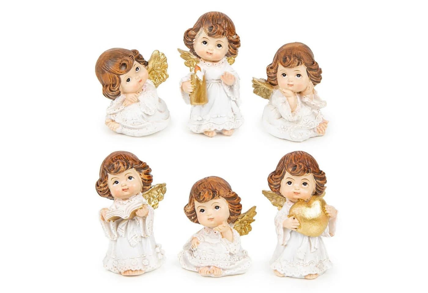Logbuch-Verlag 6 kleine Weihnachtsengel weiß Gold Dekofigur
