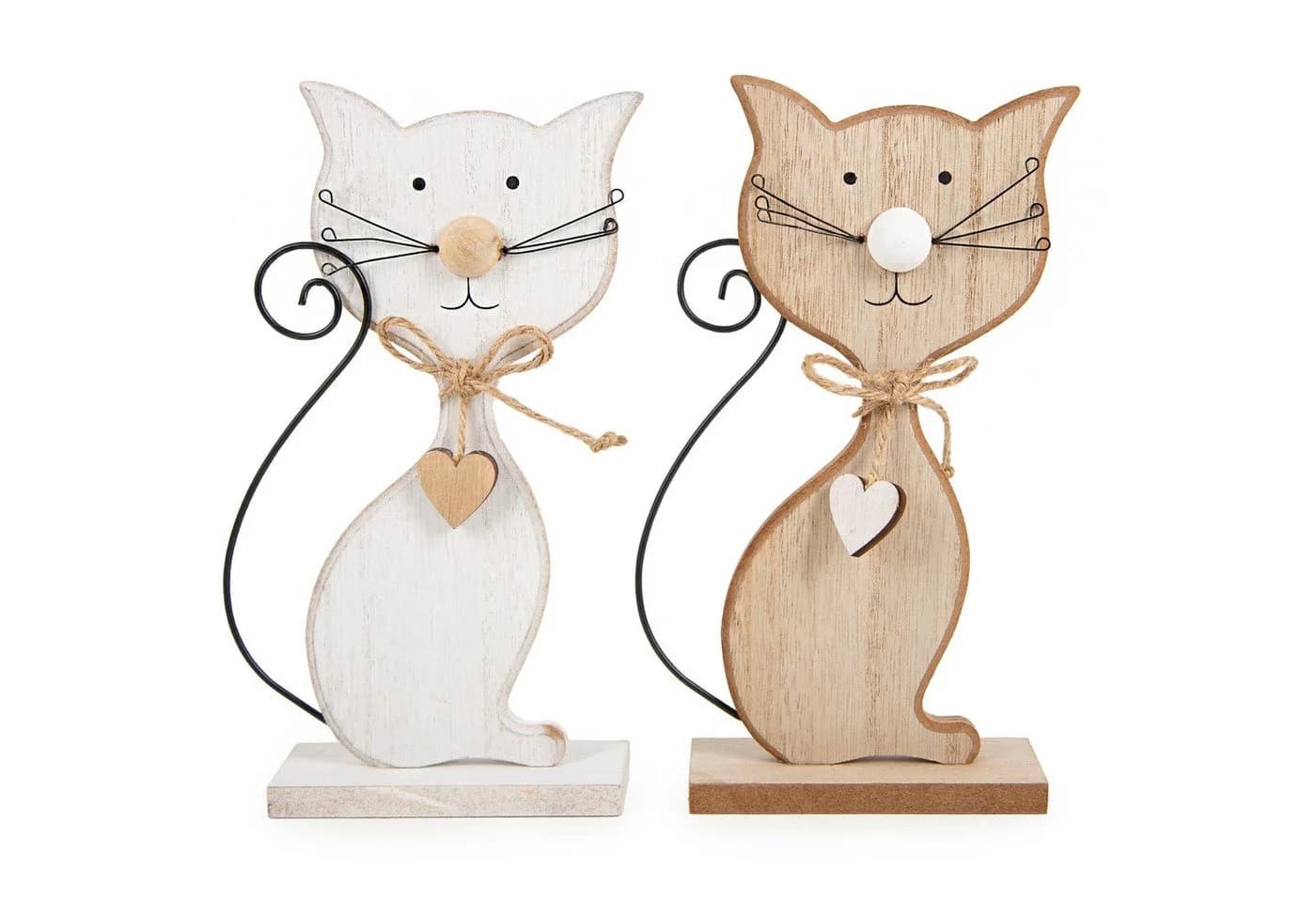 Logbuch-Verlag Dekofigur Katzenpaar aus Holz Braun Weiß 20 cm - Bild 2