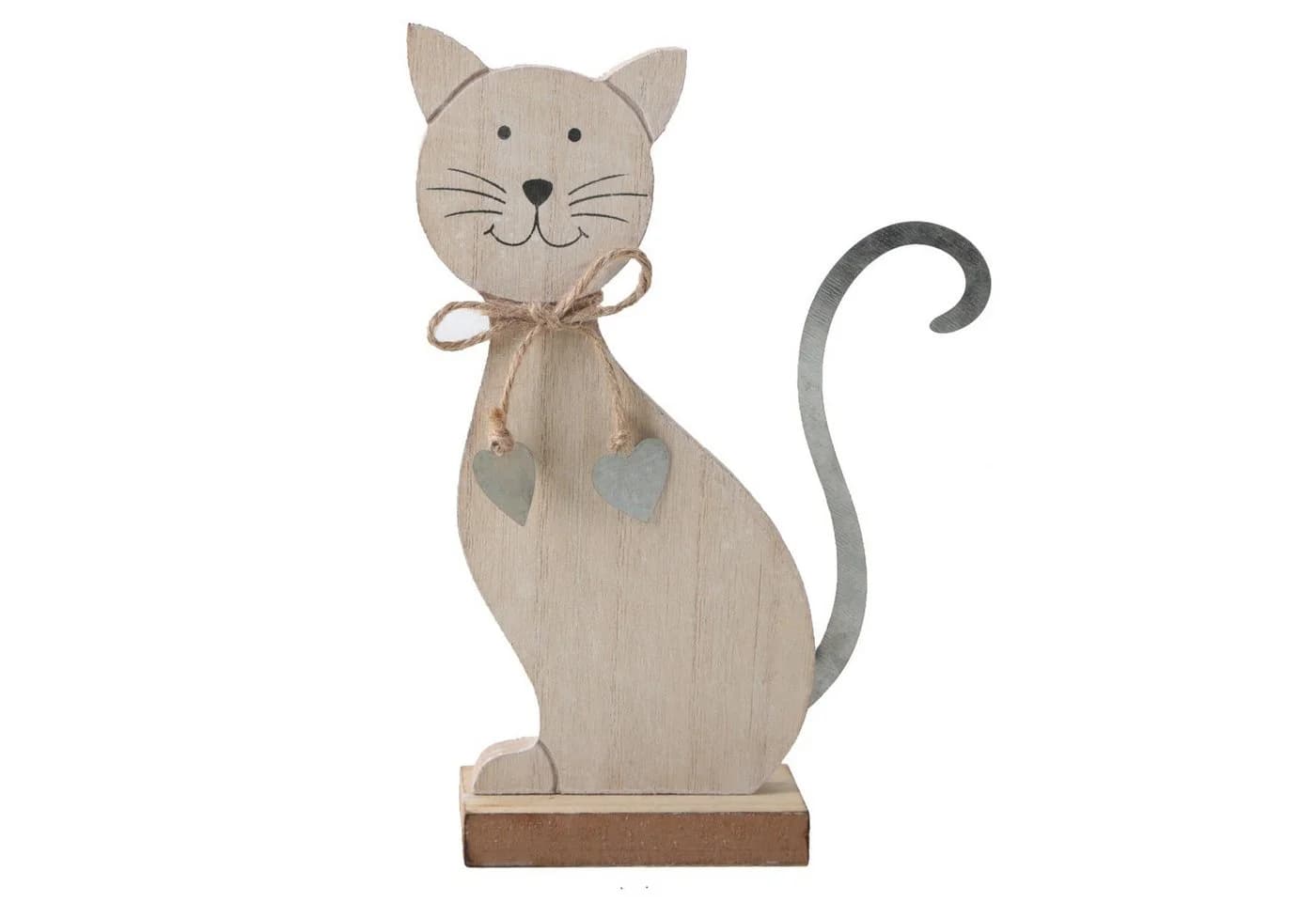 Logbuch-Verlag Dekofigur Katze Holz Metall Braun Silber - Bild 2