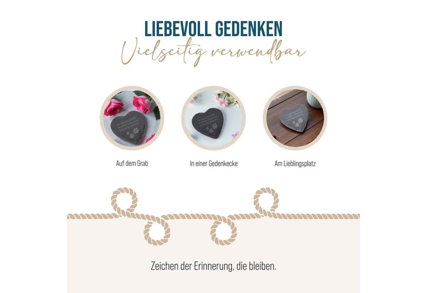 Logbuch-Verlag Gedenkstein für Tiere Schieferplatte Herzform