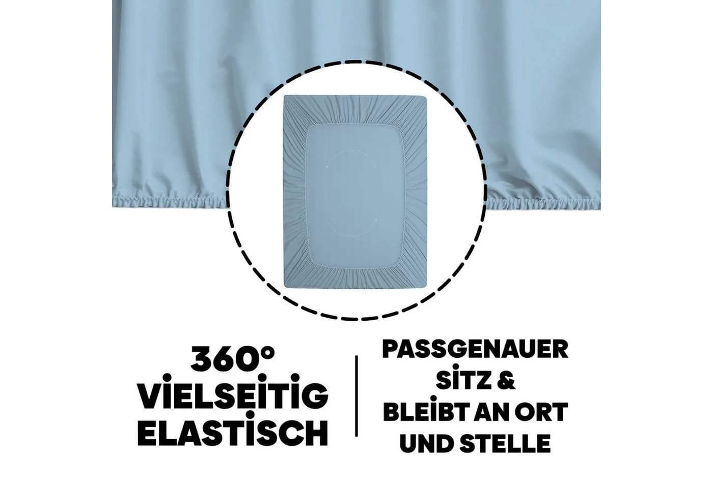 Eve Textile Spannbettlaken 2er Pack Hellblau 100% Baumwolle Jersey - Bild 4