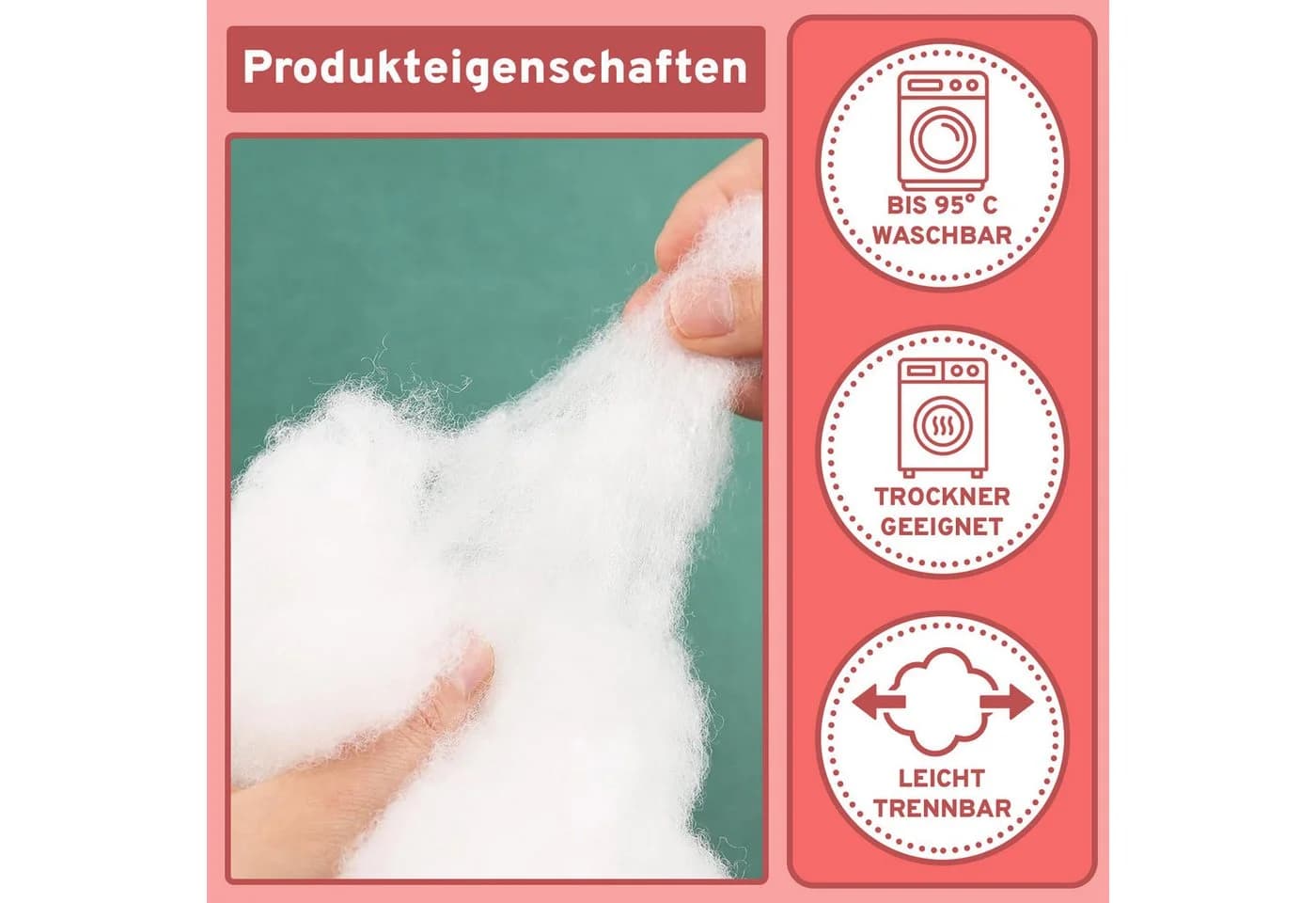 Eve Textile Kissenfüllung Polyester Weich Formstabil Hypoallergen - Bild 3