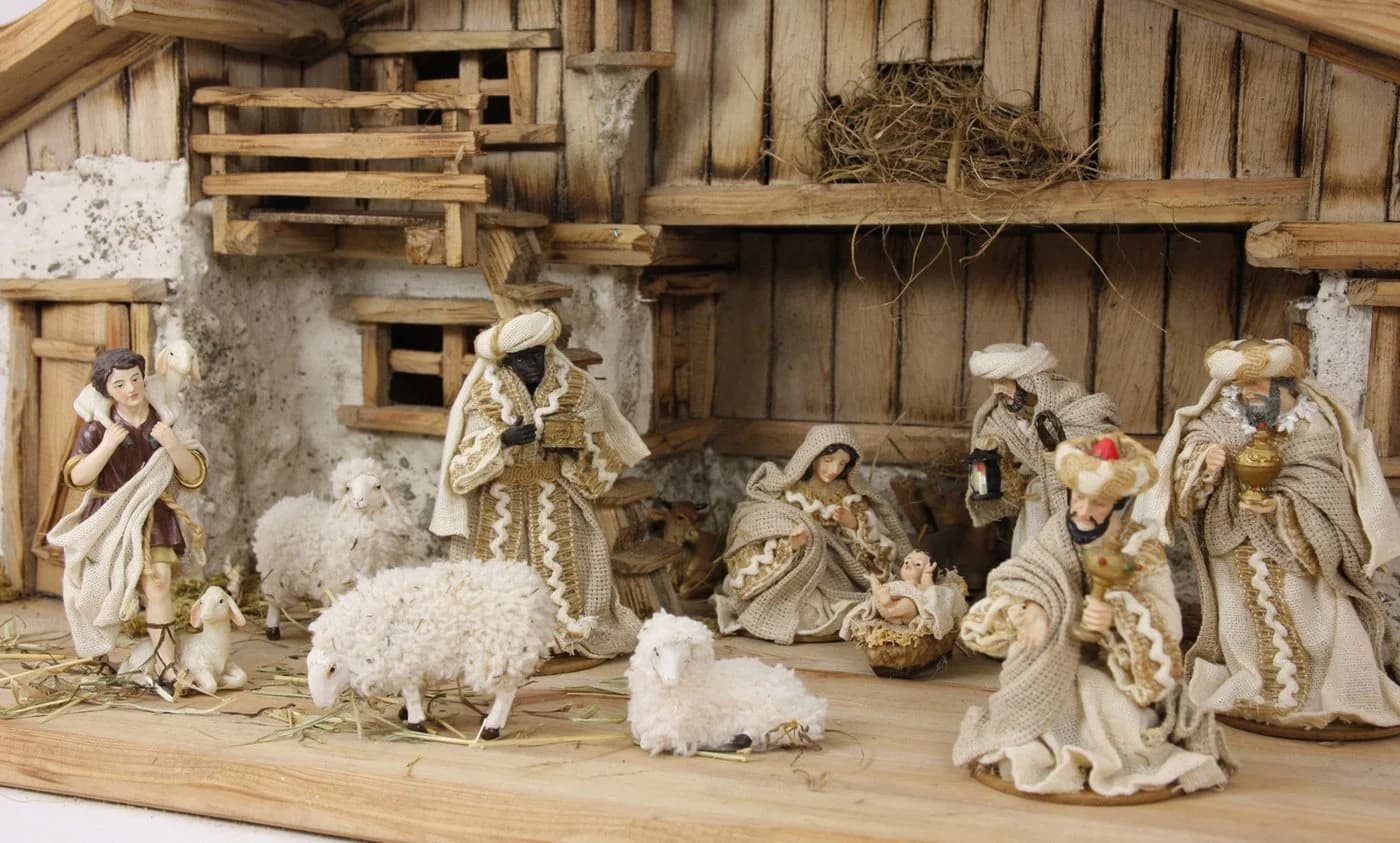 FADEDA Krippenfigur Set 2x Hlg. Familie auf der Flucht Kunstguss Holzoptik - Bild 4