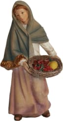 FADEDA Krippenfigur Magd mit Obstkorb Holzoptik Bild 2