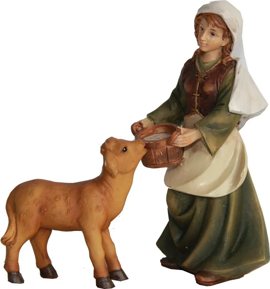 FADEDA Krippenfigur 2x Bäuerin mit Kalb 9 cm - Bild 2