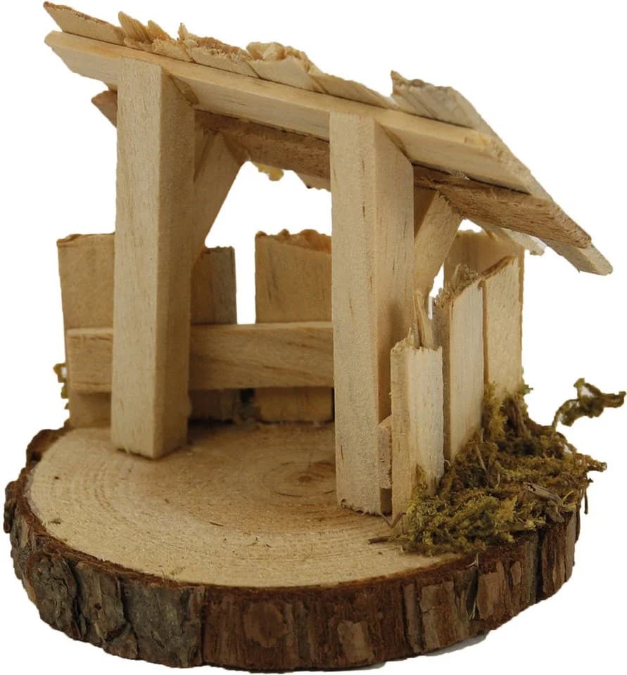FADEDA Stall für Weihnachtskrippe, massivem Holz, handbemalt - Bild 2