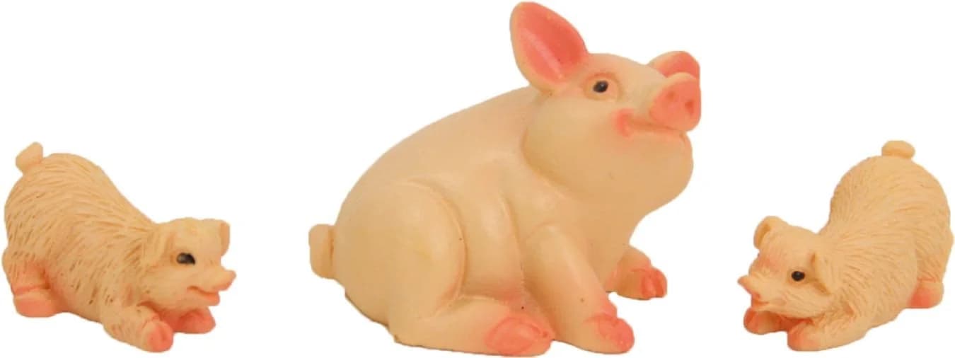 FADEDA Tierfigur Set 3x Schwein mit Ferkeln Kunstguss Holzoptik - Bild 2