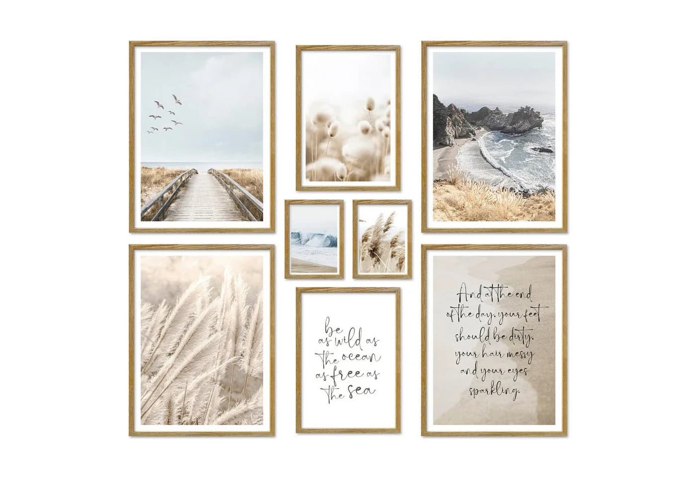 ARTFAVES Bilder-Collage Poster Set Beige Sea Pampas I 8-teilig
