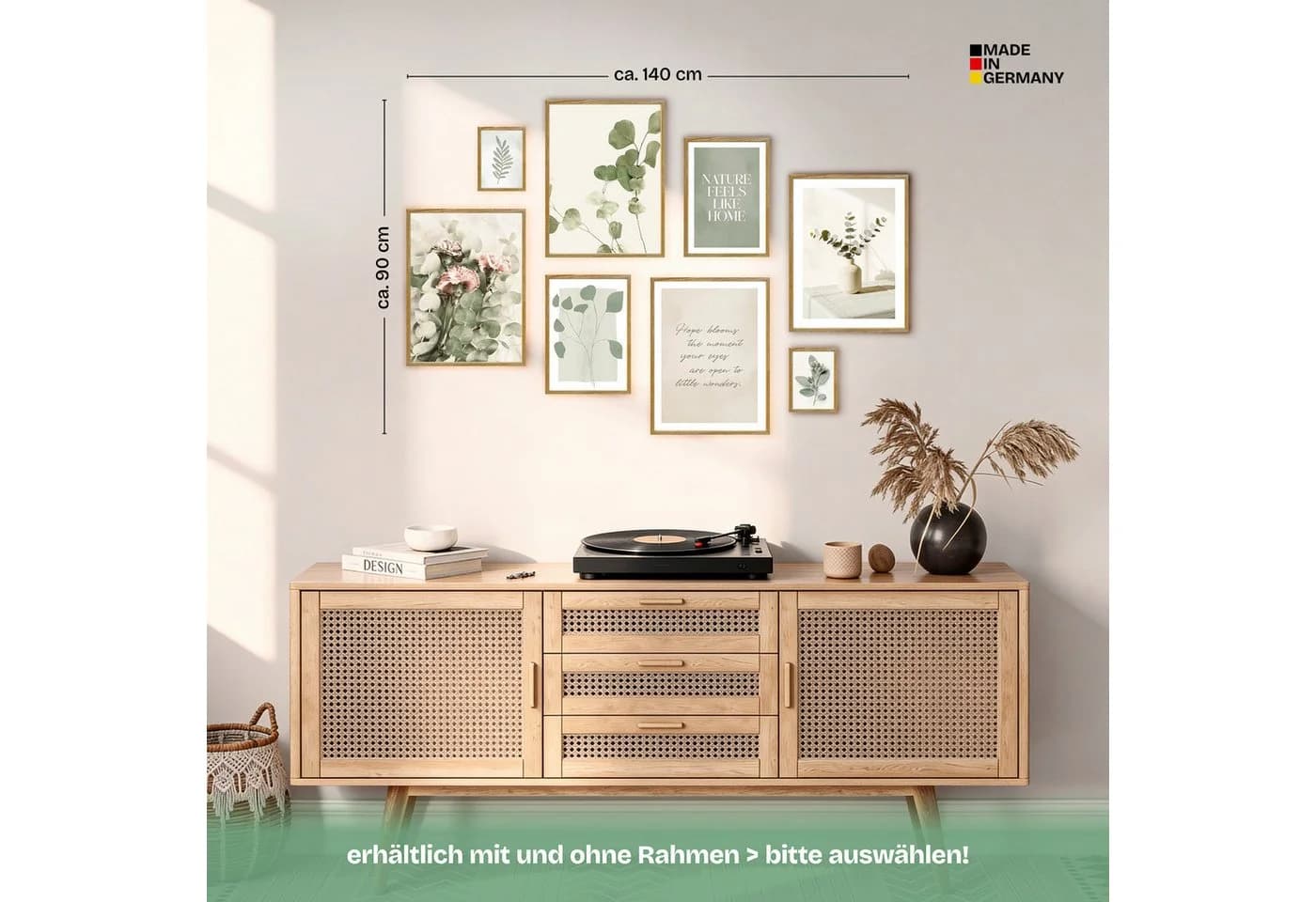 ARTFAVES Bilder-Collage Poster Set Eucalyptus 8-tlg. Grün/Beige Modern - Bild 4