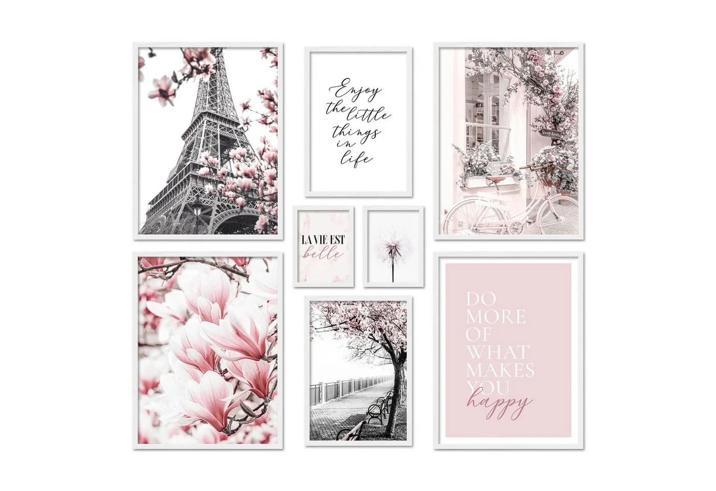 ARTFAVES Poster Set Spring in Paris 8-tlg. Rosa Schwarz Weiß Modern - Bild 2