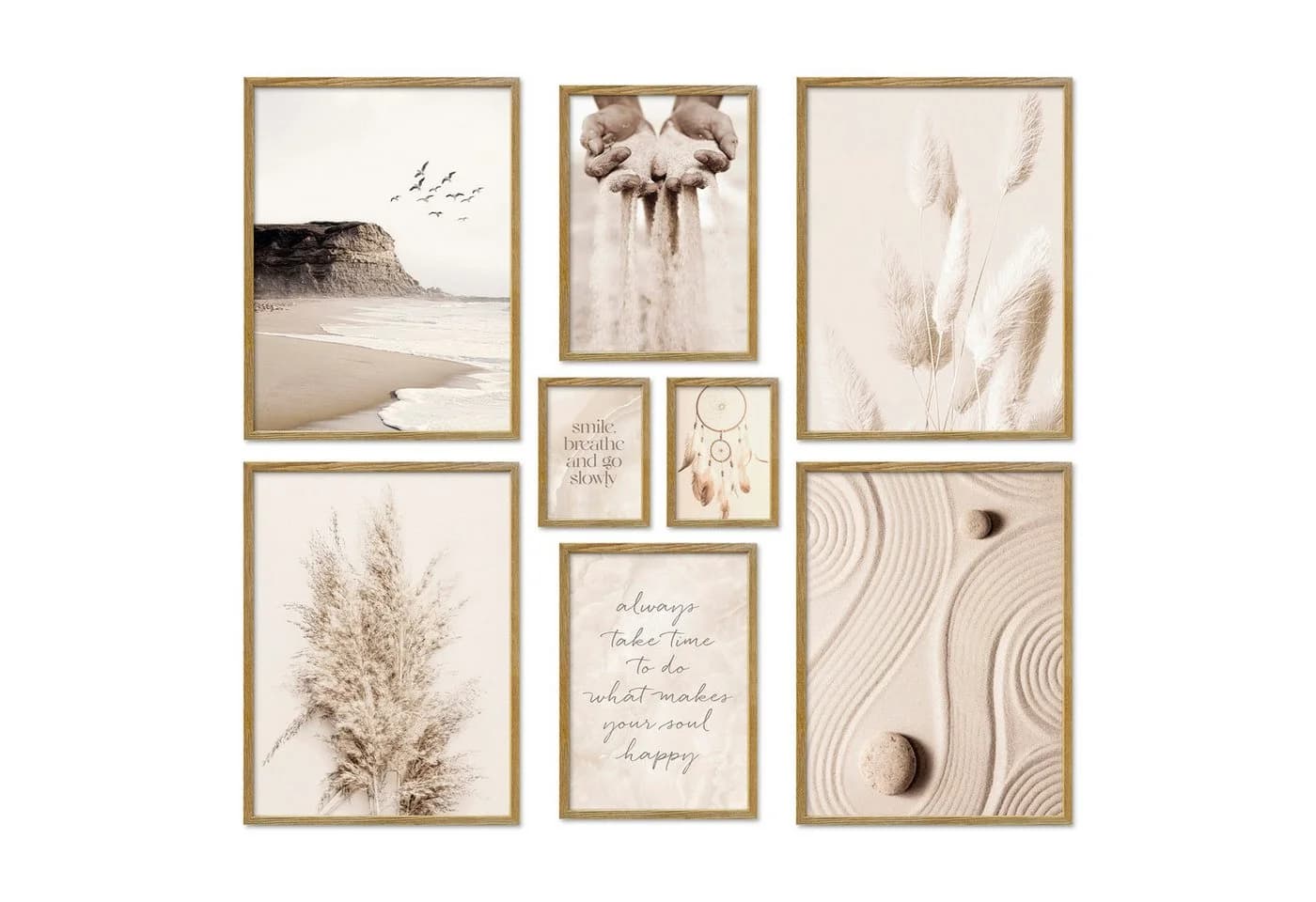 ARTFAVES Bilder-Collage Poster Set Beige Dreams 8-tlg. Strand Wandbilder