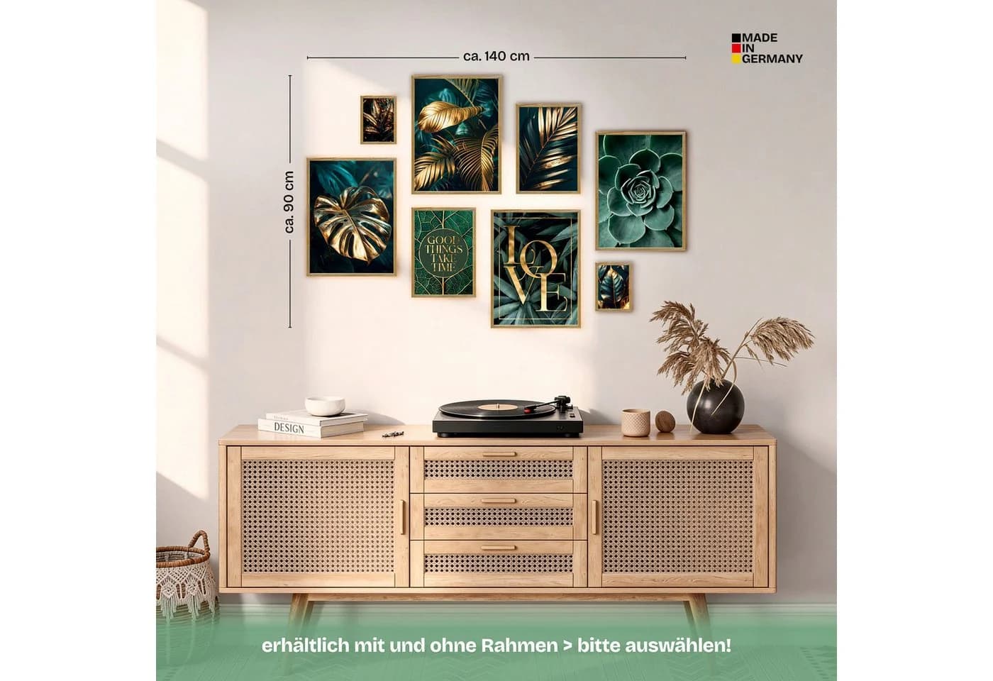 ARTFAVES Poster Set Gold Plant Harmony 8-tlg. Wandbilder Modern Grün/Gold - Bild 5