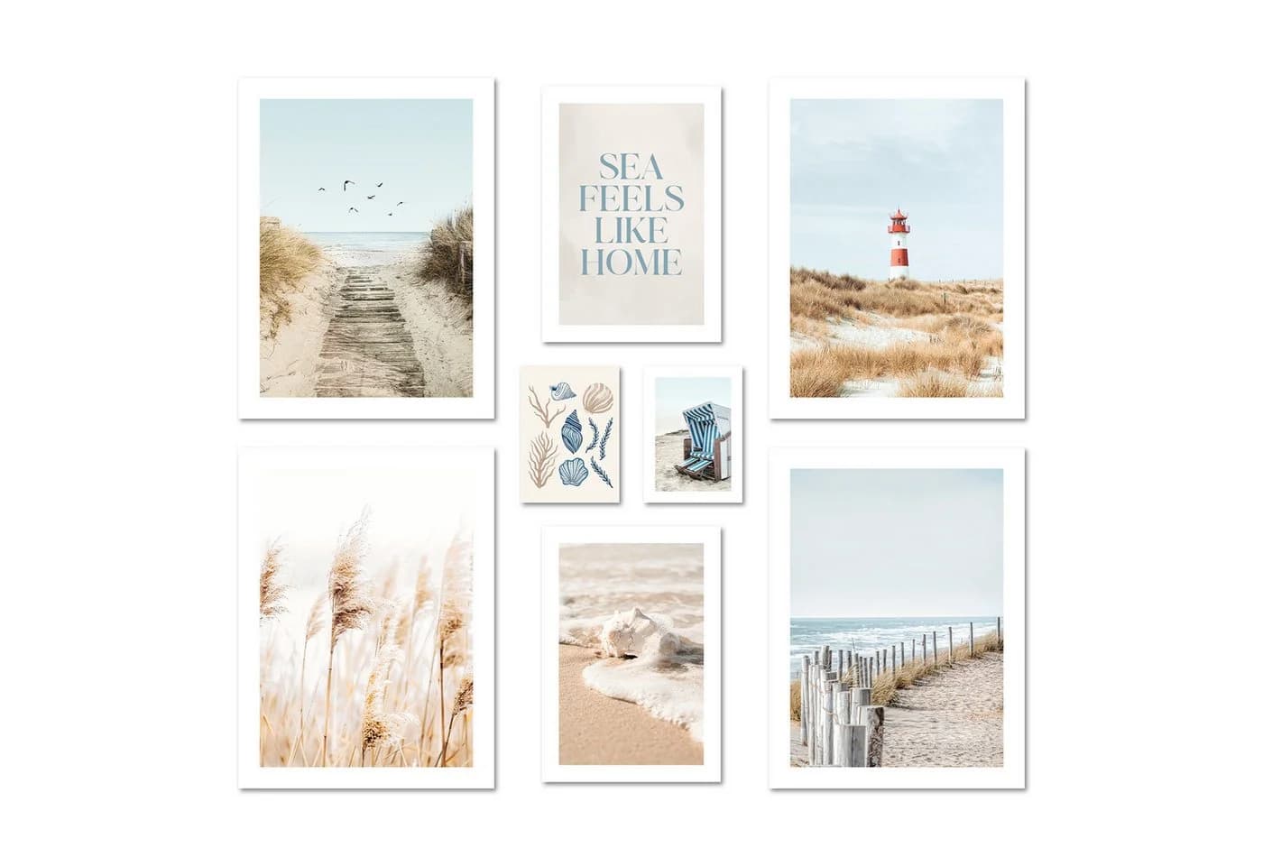 ARTFAVES Bilder-Collage Poster Set Nordic Dreams 8-tlg. Maritim Beige/Blau - Bild 2