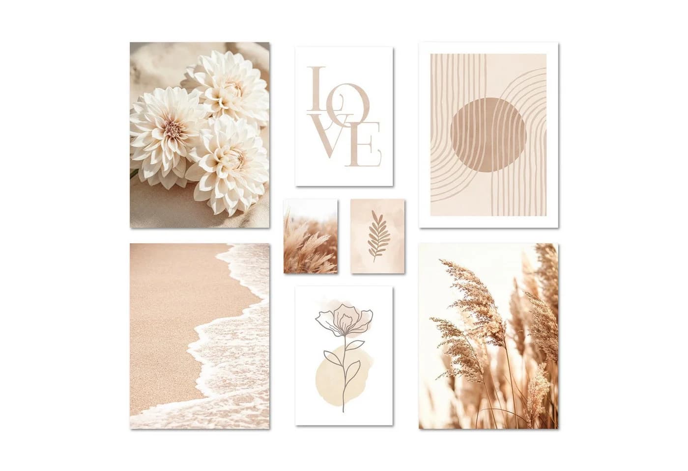ARTFAVES Bilder-Collage Poster Set Beige Softness 8-tlg. Wandbilder Modern - Bild 2