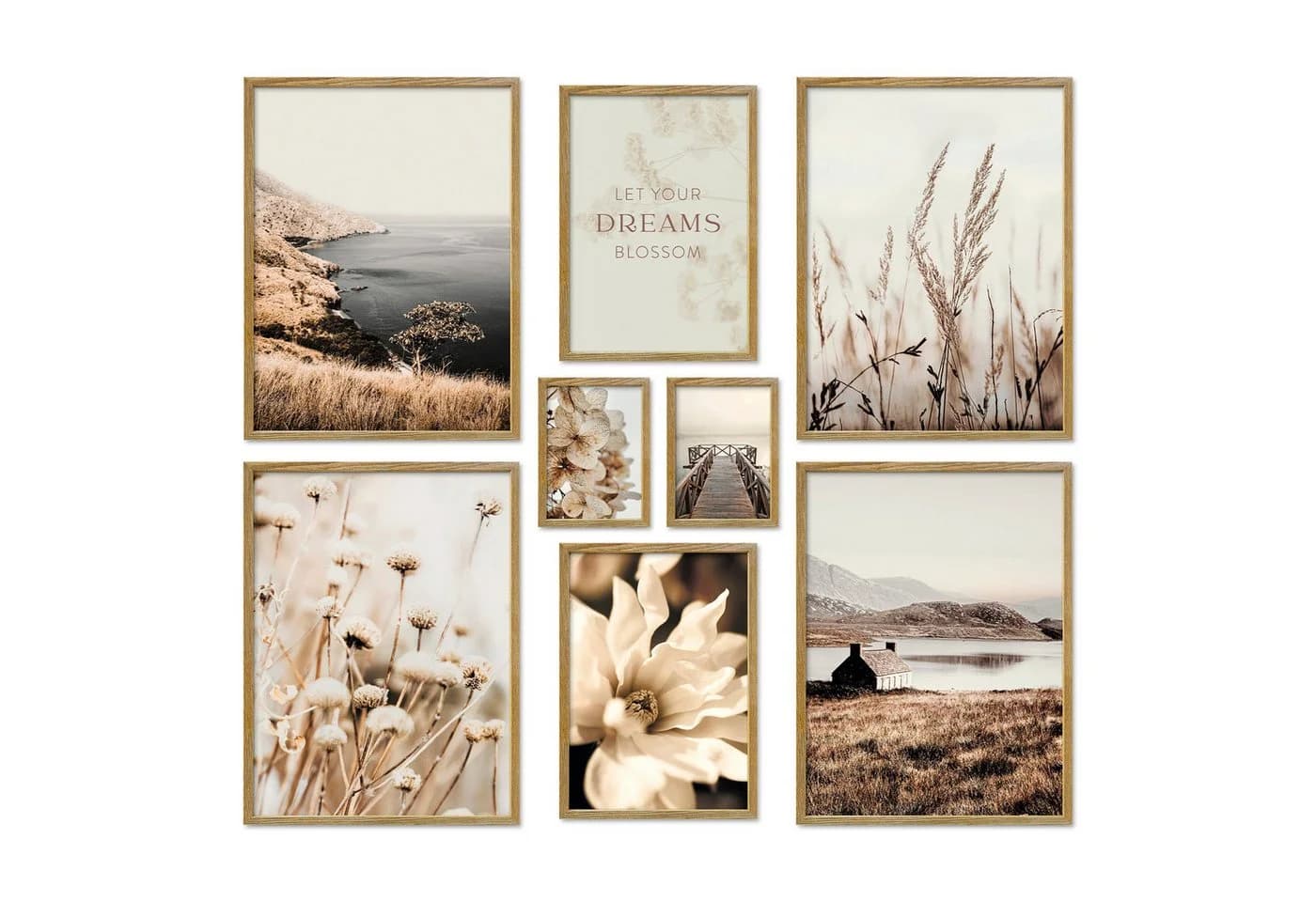 ARTFAVES Bilder-Collage Poster Set Beige Vintage Nature 8-tlg. Wandbilder