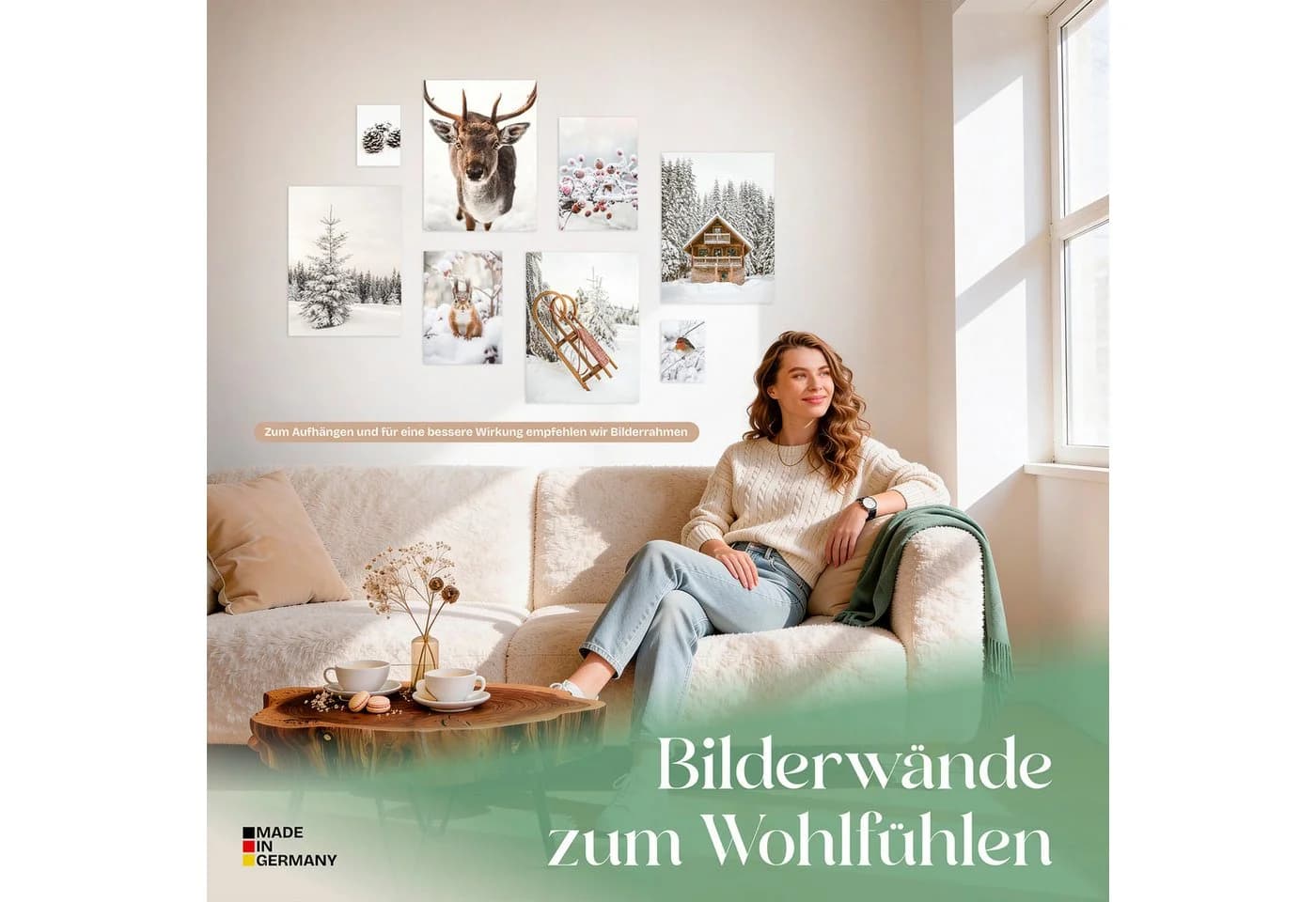 ARTFAVES Bilder-Collage Poster Set - Winter Wonderland Schnee Tiere Winter Deko