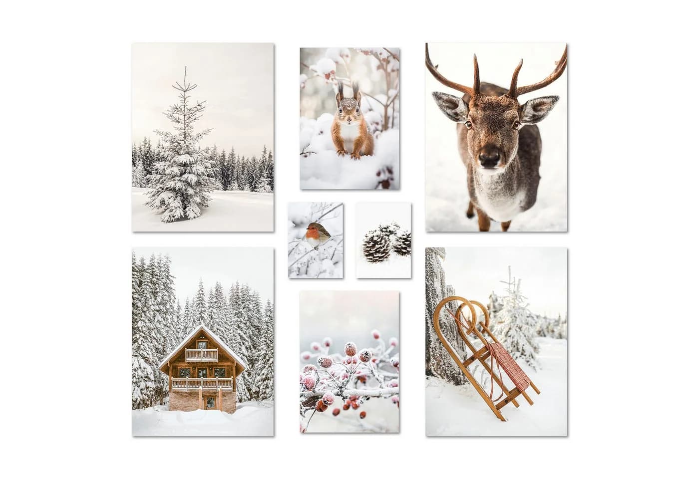 ARTFAVES Bilder-Collage Poster Set - Winter Wonderland Schnee Tiere Winter Deko - Bild 2