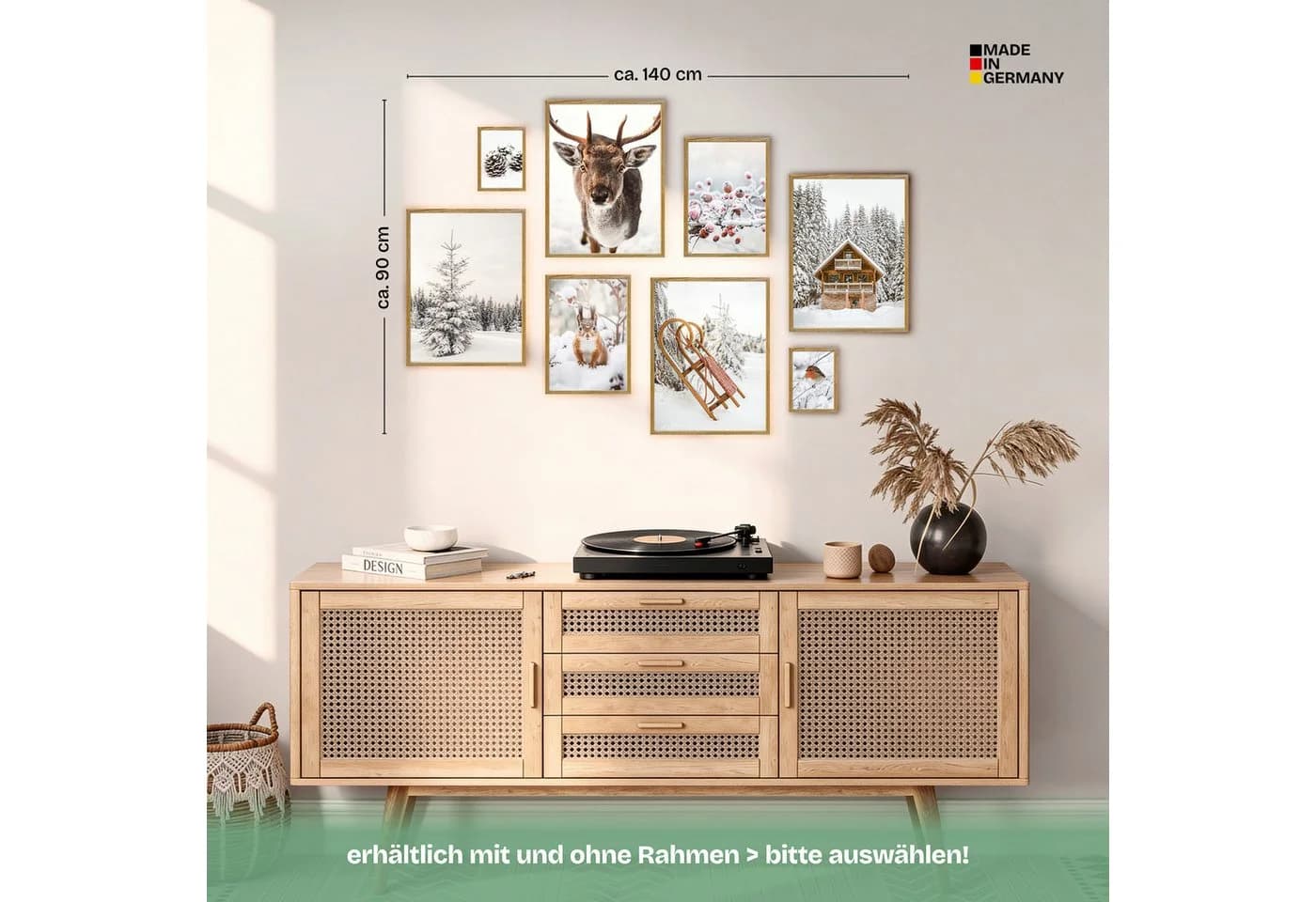 ARTFAVES Bilder-Collage Poster Set - Winter Wonderland Schnee Tiere Winter Deko - Bild 4