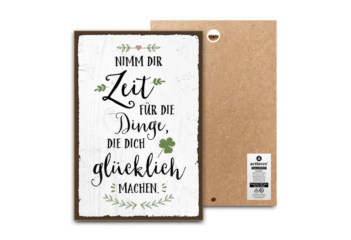 ARTFAVES Holzbild Schild mit Spruch - NIMM DIR ZEIT FÜR DIE DINGE - Bild 2