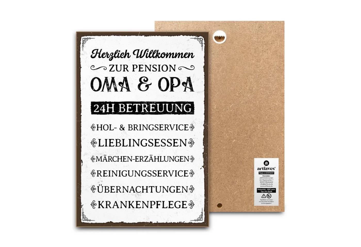 ARTFAVES Holzbild Spruch PenSION OMA und OPA Dekoschild - Bild 2