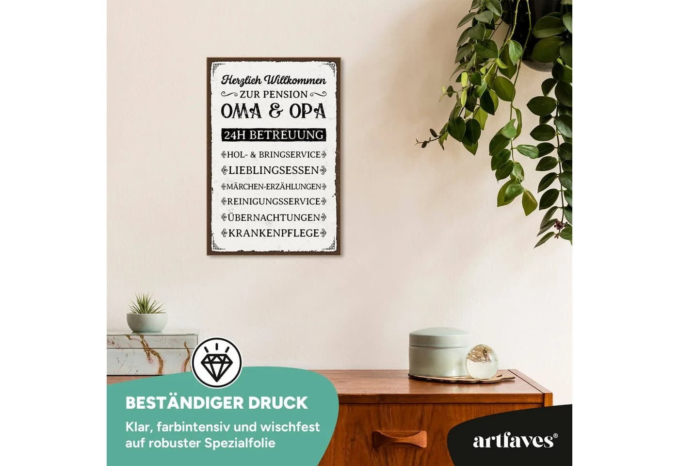 ARTFAVES Holzbild Spruch PenSION OMA und OPA Dekoschild - Bild 3