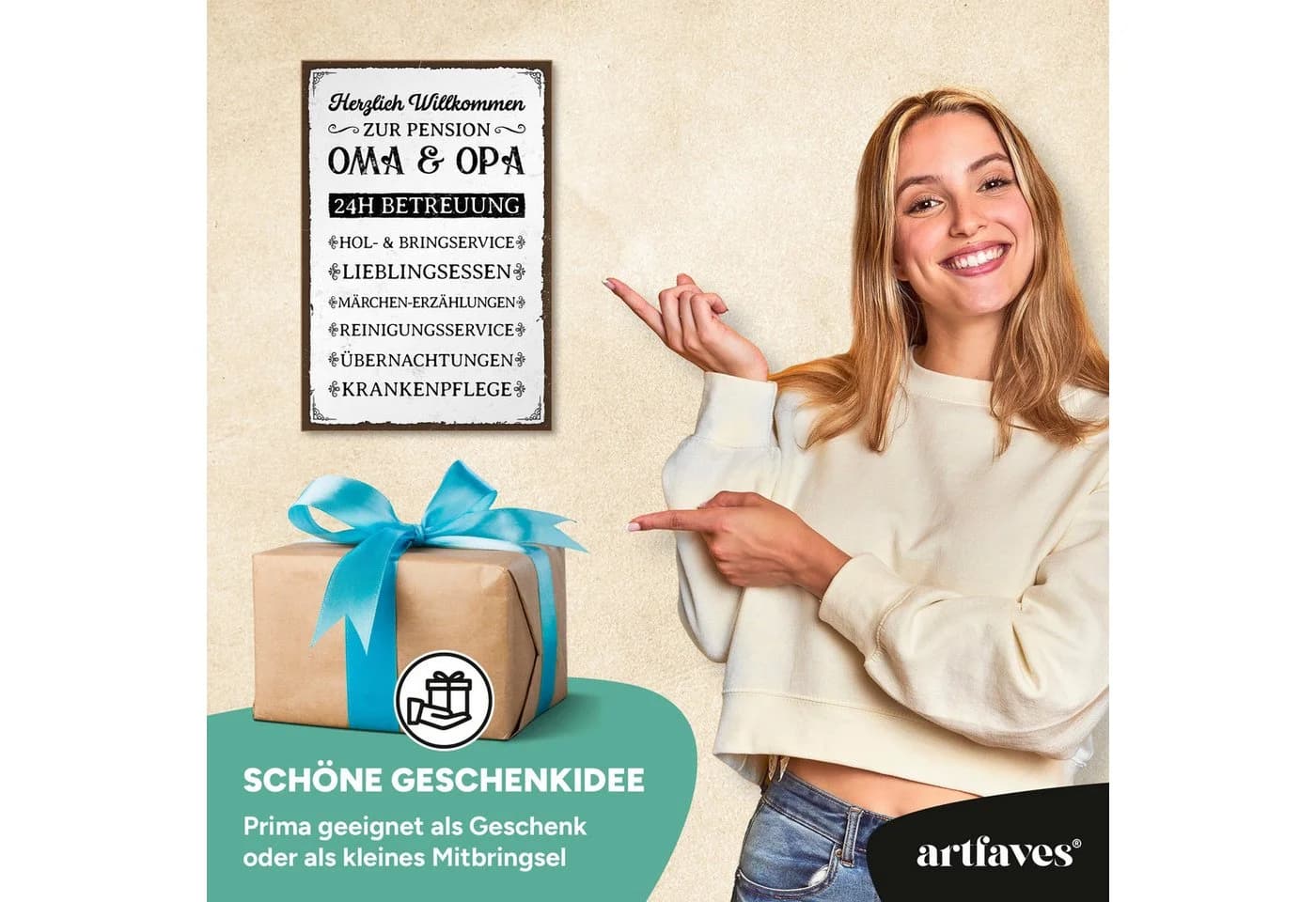 ARTFAVES Holzbild Spruch PenSION OMA und OPA Dekoschild - Bild 4