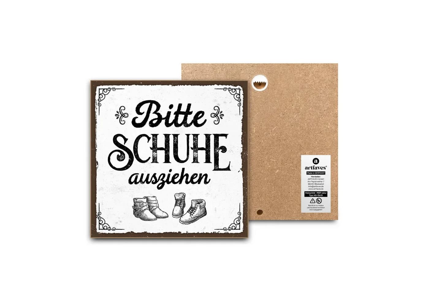 ARTFAVES Holzbild Spruch "Bitte Schuhe ausziehen" Dekoschild - Bild 2