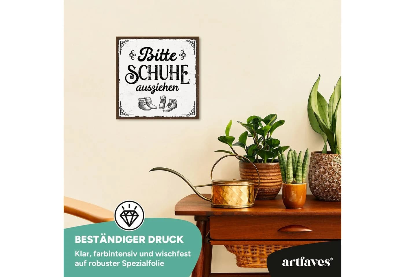 ARTFAVES Holzbild Spruch "Bitte Schuhe ausziehen" Dekoschild - Bild 3