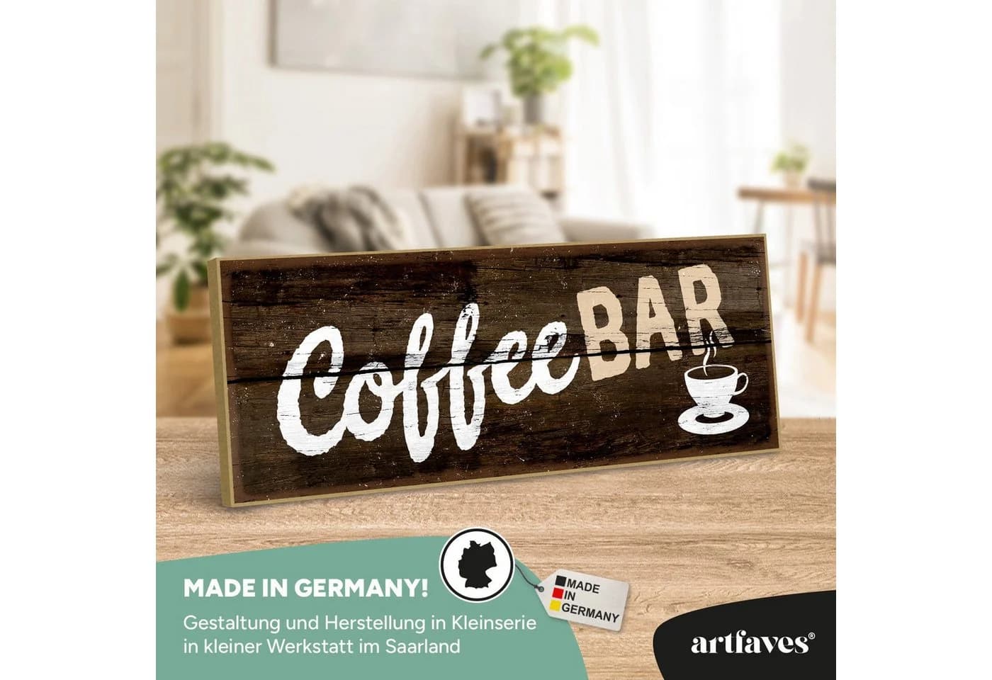 ARTFAVES Holzbild Schild mit Spruch Coffee Bar - Kaffee, Espresso